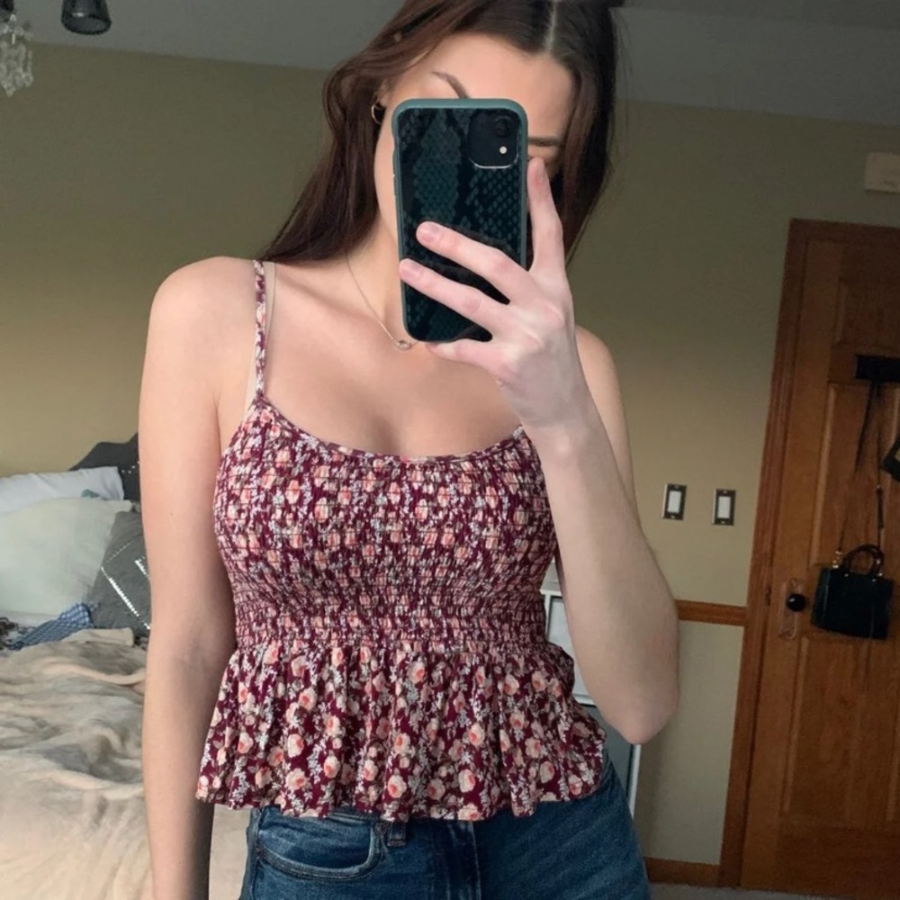 Floral Smocked Babydoll Tank Top